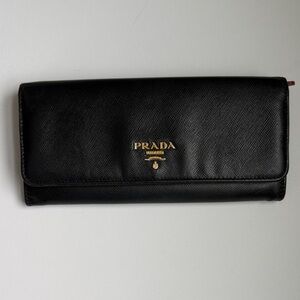 Prada Saffiano Wallet with Gold Hardware